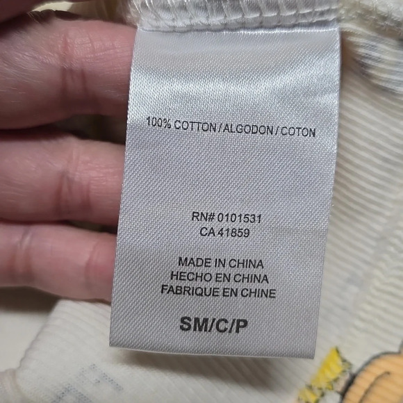 {Peanuts} Original Cream Ribbed T-shirt Kids Charlie Brown Snoopy Top - SM - Picture 8 of 9